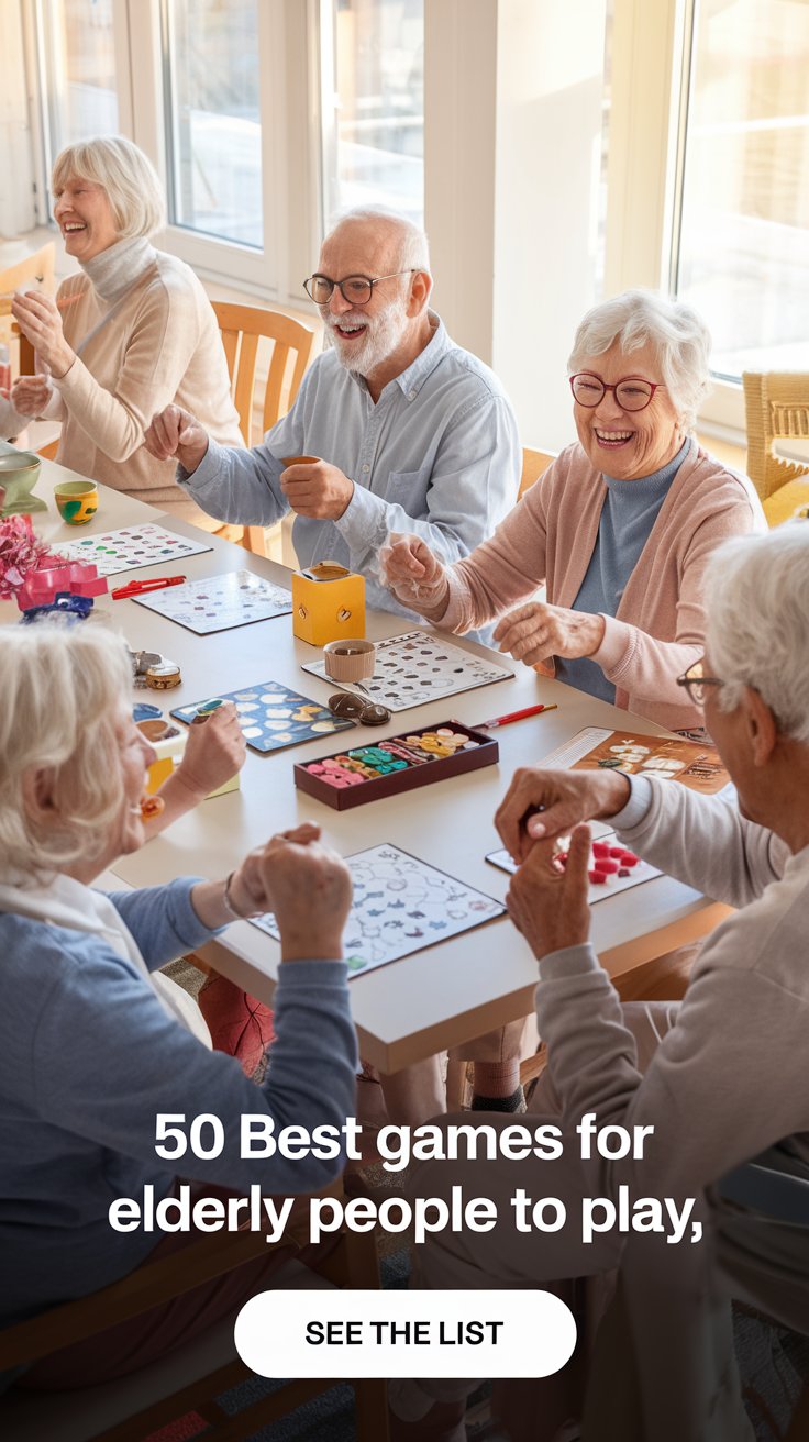 Elderly People playing board games