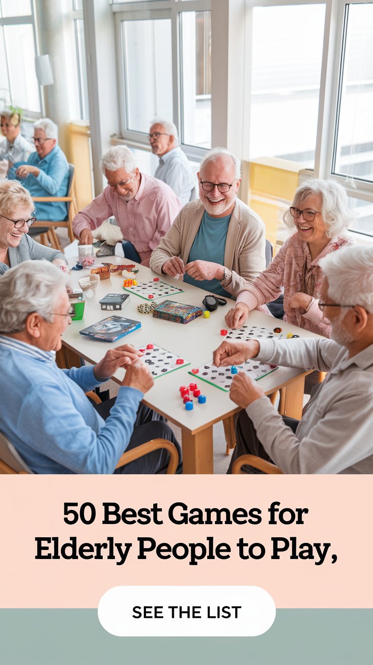 Elderly People playing board games