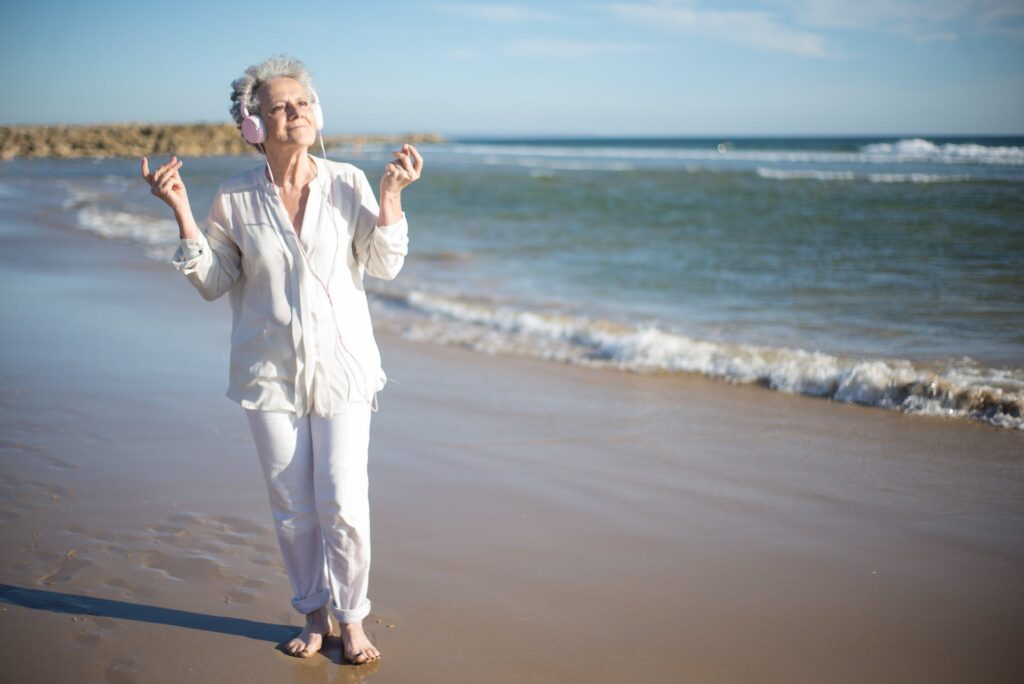 elderly listening to music
