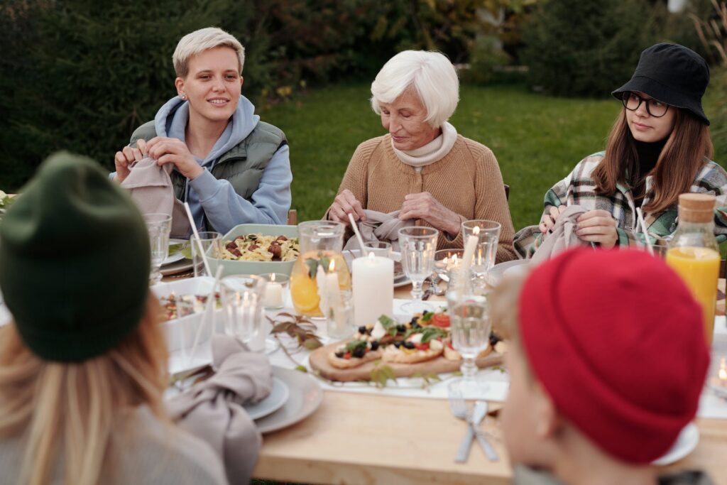 elderly with family