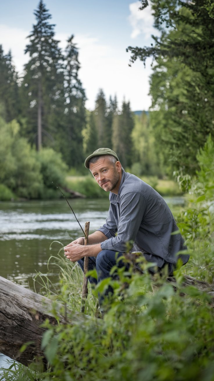 A man contemplating life by a river