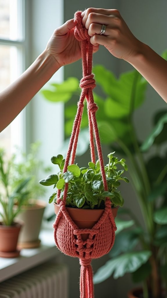 artisanal crochet plant hanger