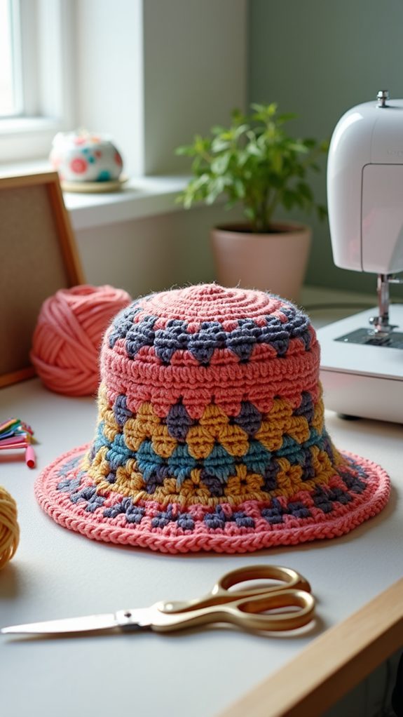 bold patterned bucket hat