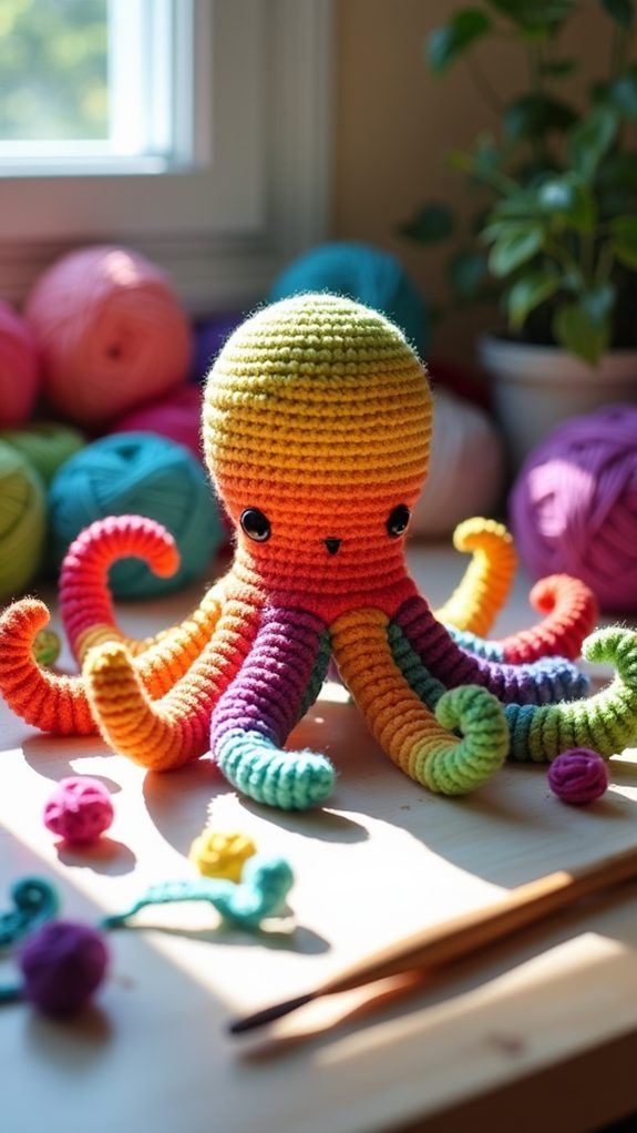 colorful cephalopod with tentacles