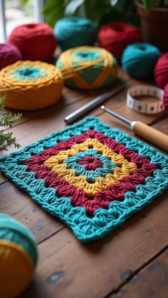 colorful crochet blanket square