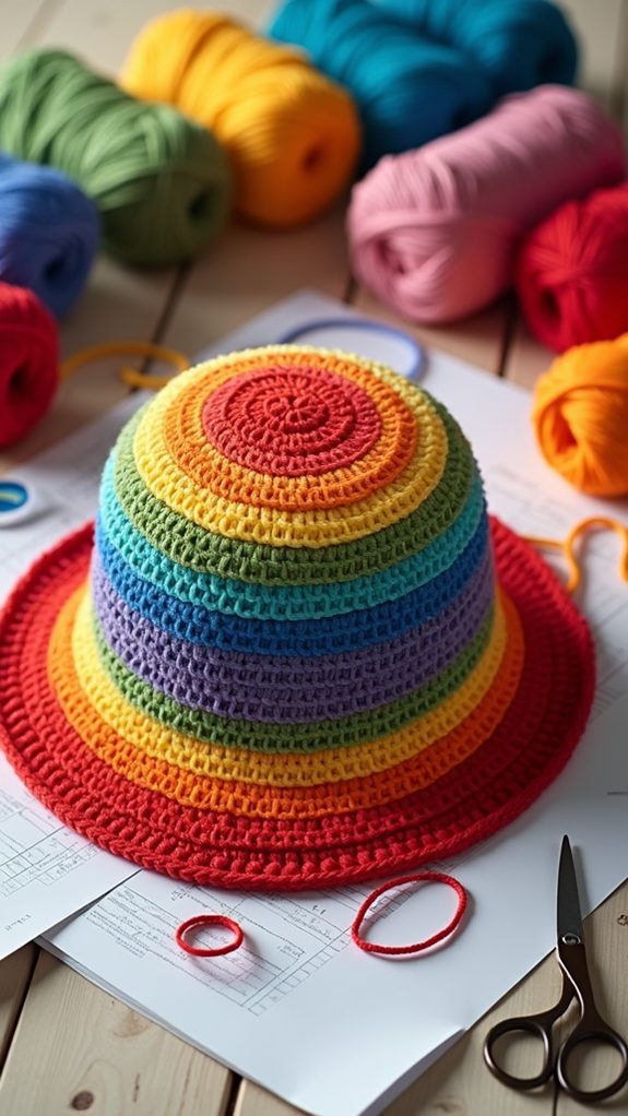 colorful crochet rainbow hat