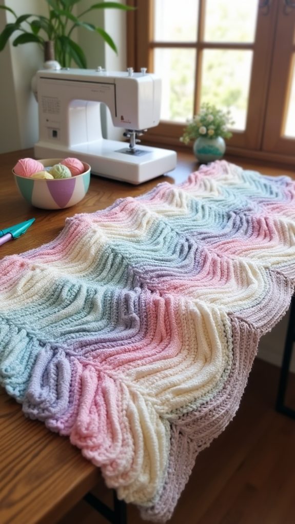 colorful crochet ripple blanket