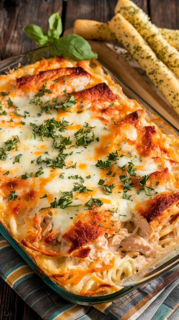 creamy chicken alfredo casserole