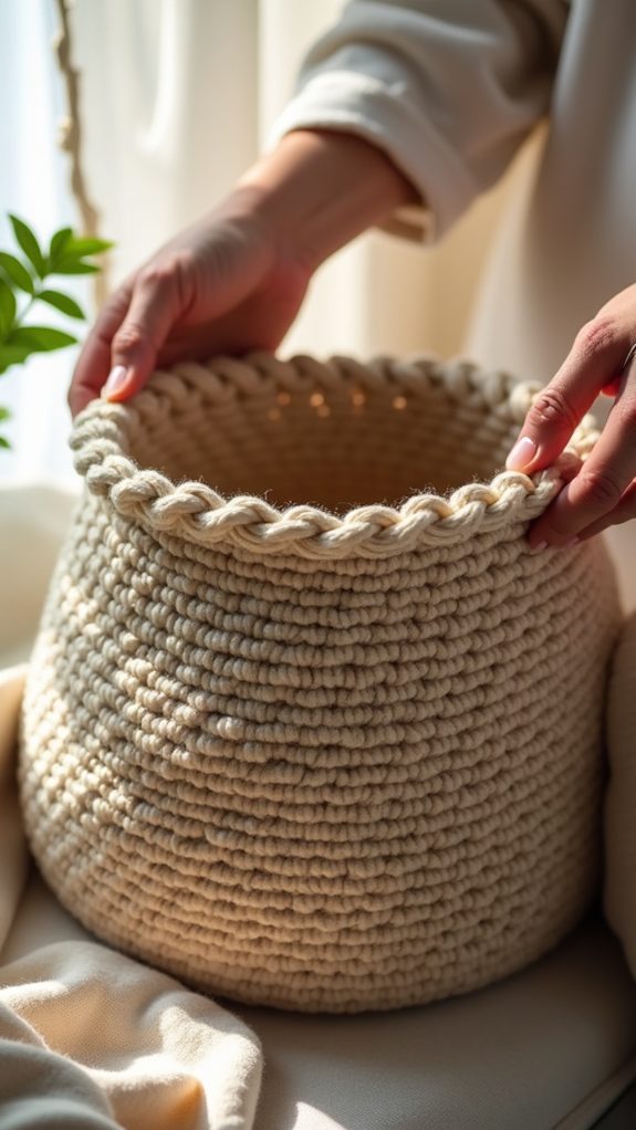 crochet round storage basket