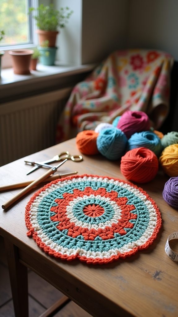 crochet square drink coaster