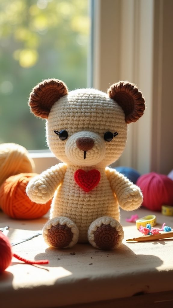 crocheted stuffed bear toy