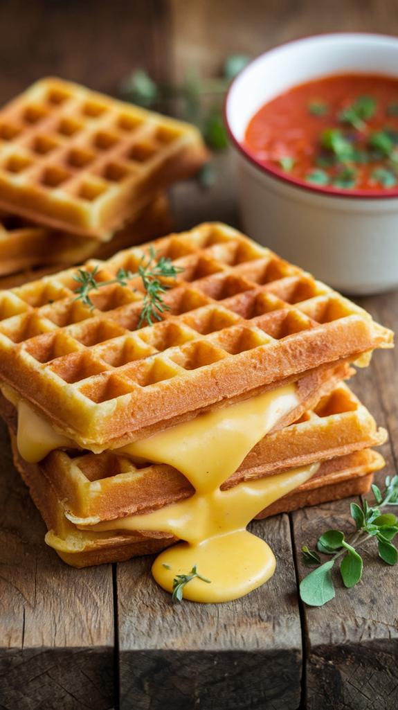delicious waffle cheese sandwich