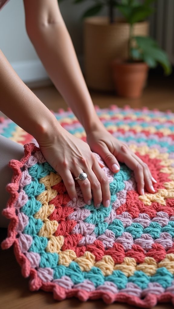 handmade circular crochet mat