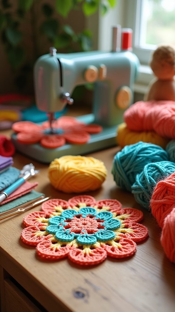handmade yarn drink mats