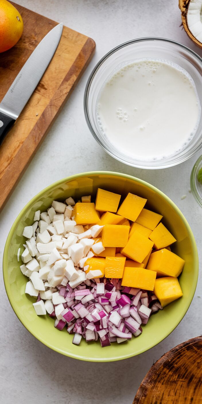 Preparing Mango Coconut No-Cook Soup