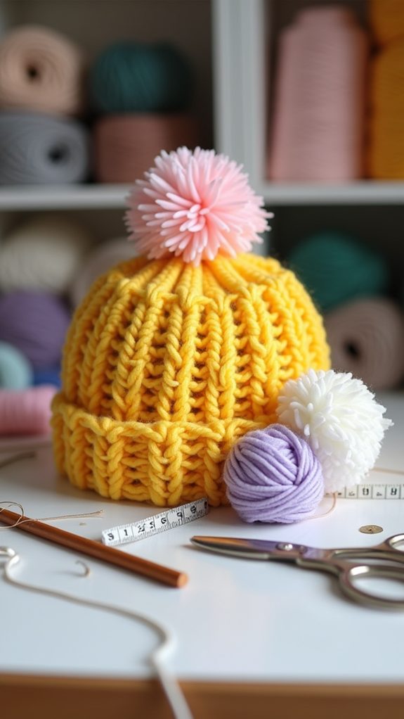 pom pom crochet hat