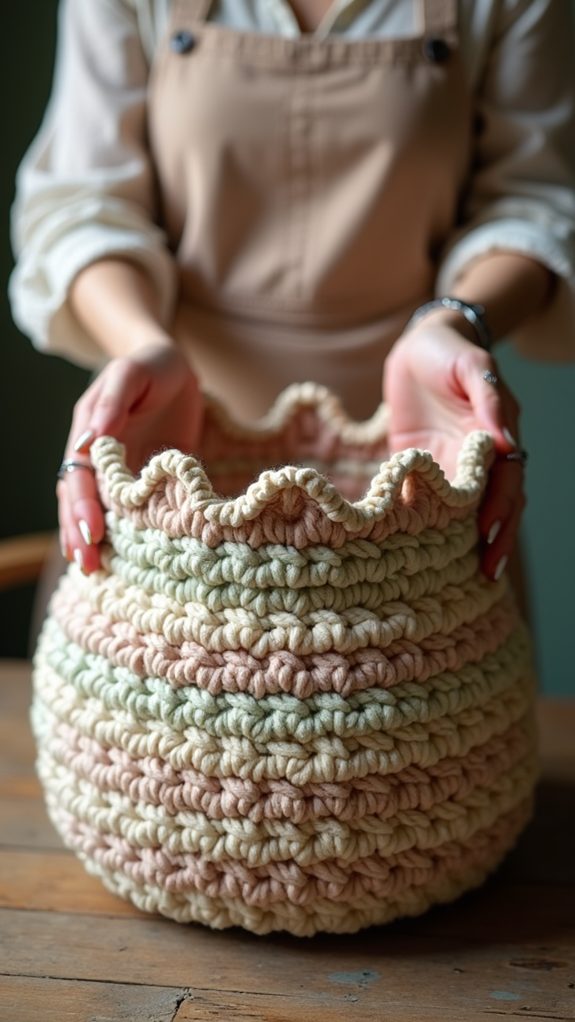 retro crochet storage basket
