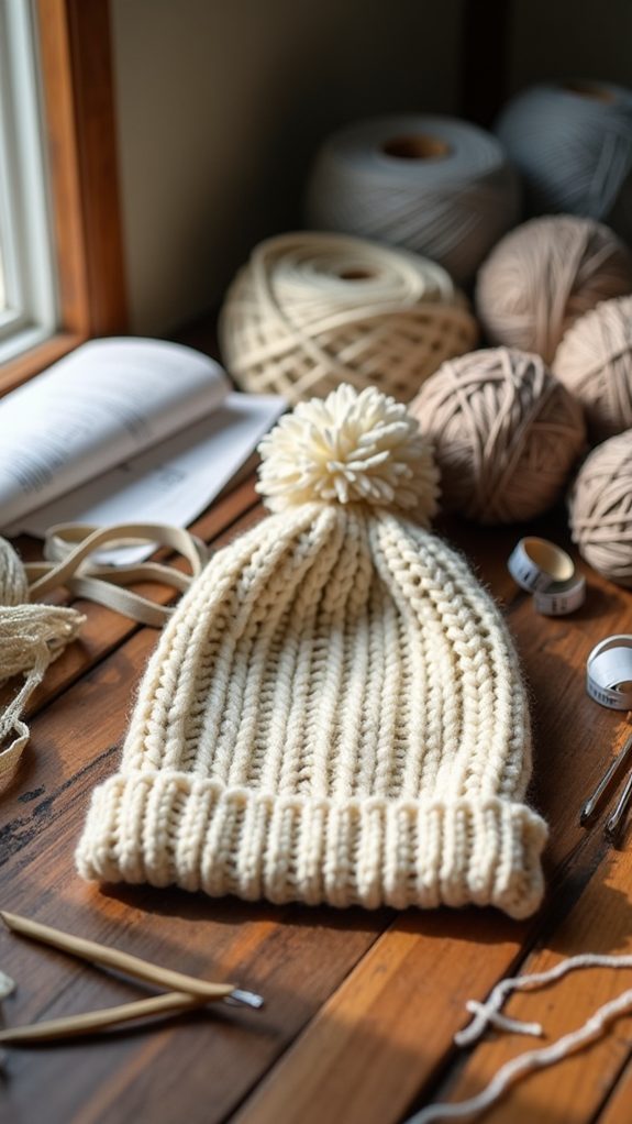 ribbed knit beanie hat