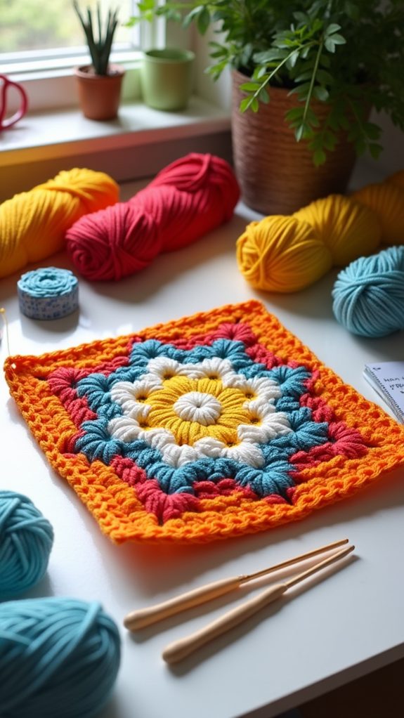textured crochet square design