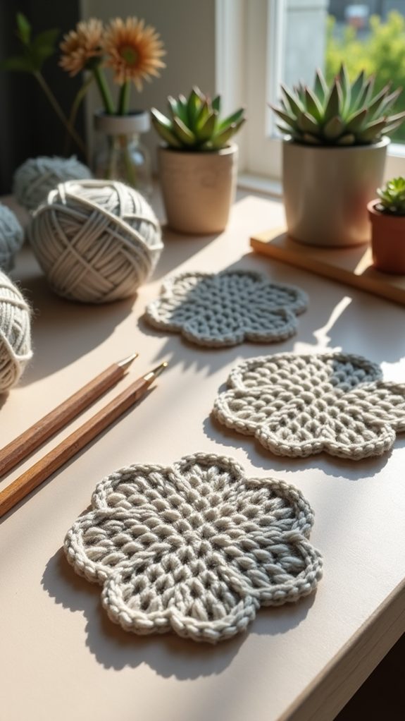 textured waffle stitch coasters