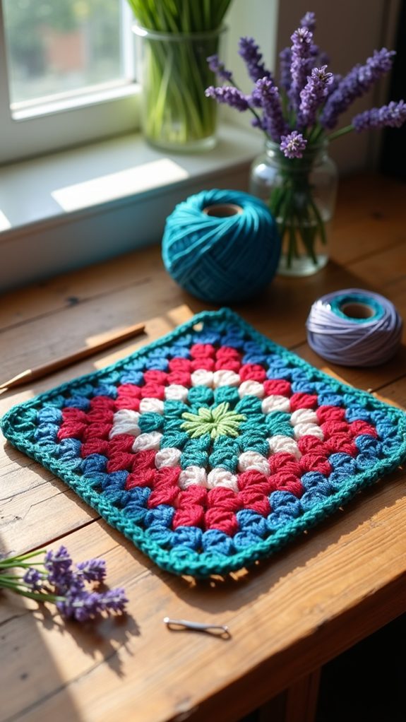 vibrant crochet square pattern