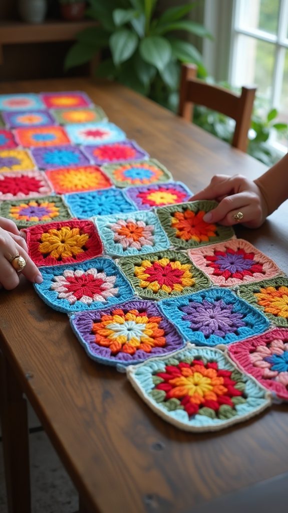 vibrant crochet table runner
