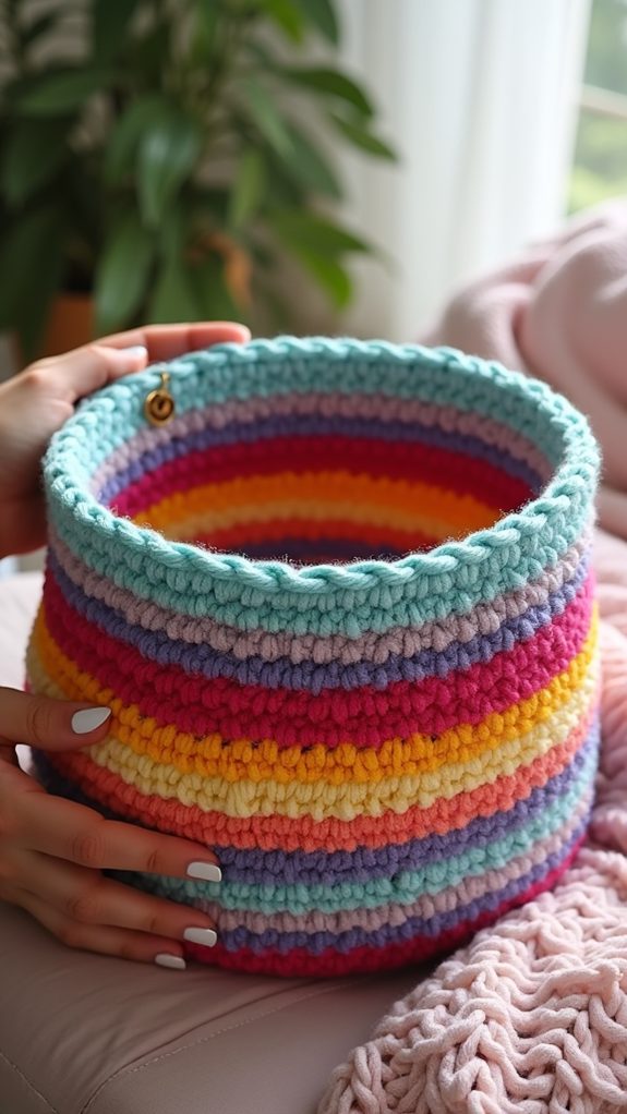 vibrant multi colored storage basket