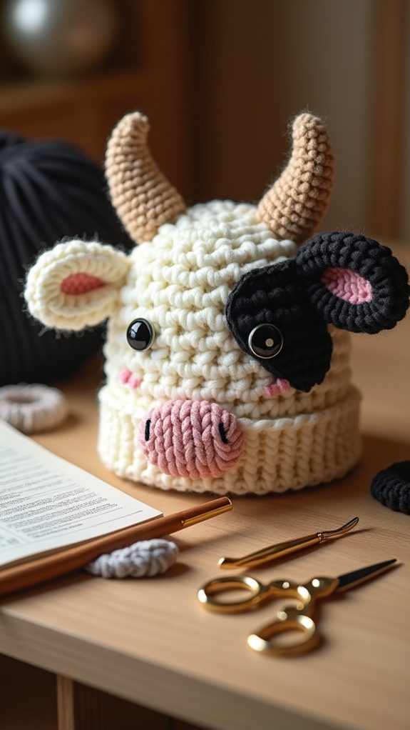 adorable crochet cow hat