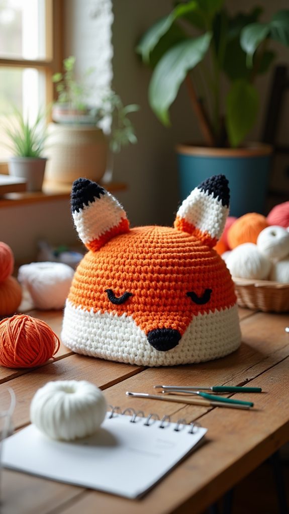 adorable crochet fox hat