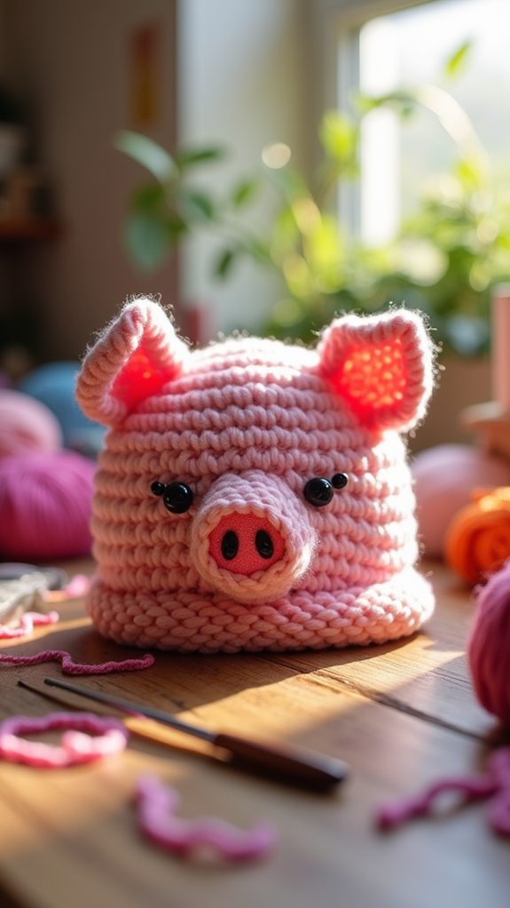 adorable crochet pig hat