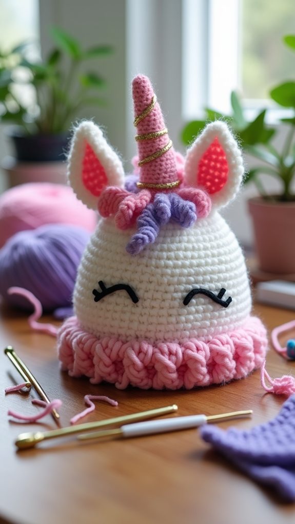 adorable crochet unicorn hat