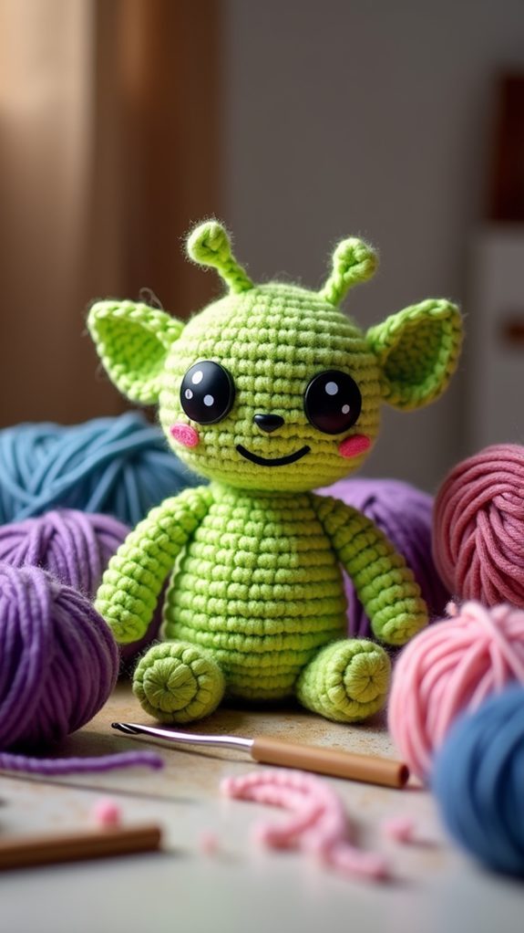 adorable extraterrestrial crochet toy