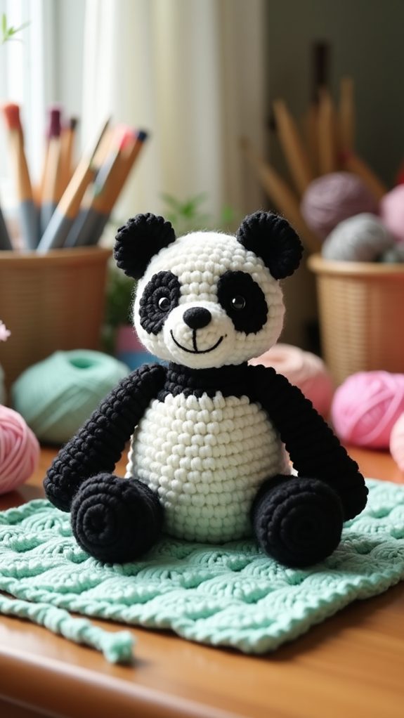 adorable handcrafted crochet panda