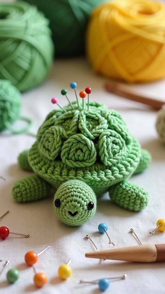 adorable turtle shaped pincushion