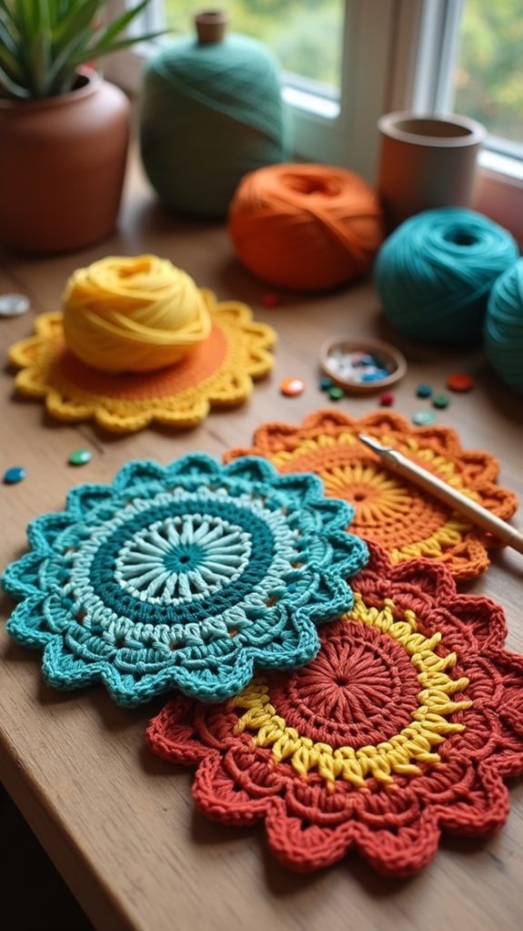 bohemian crochet coaster design