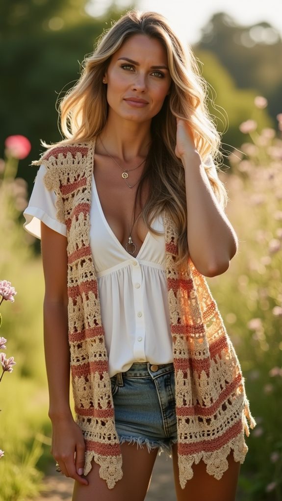 bohemian crochet vest fashion