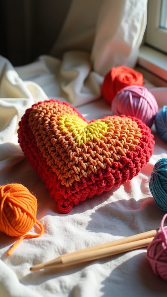 bohemian heart shaped pillow