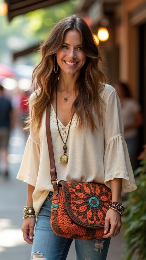 bohemian style crochet bag