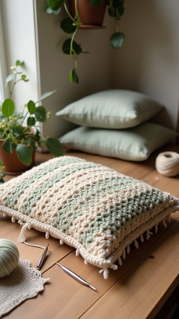 bohemian style crochet cushion