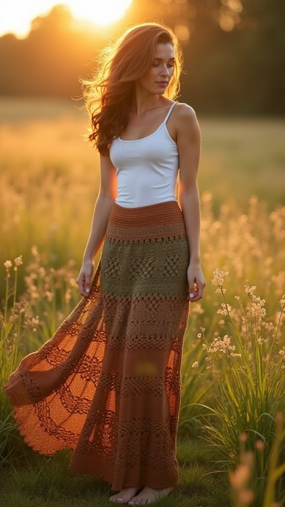 bohemian style earthy skirt