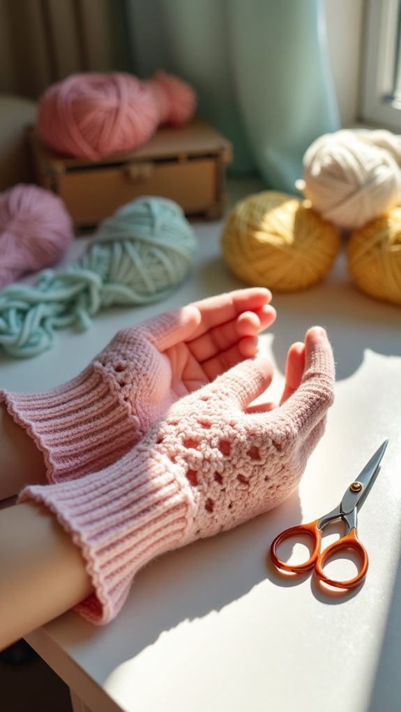 breathable crochet summer gloves