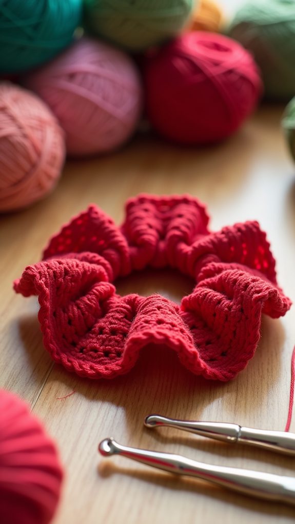 bright red flower hairtie