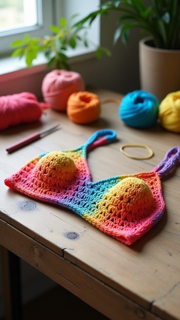 brightly colored crochet top