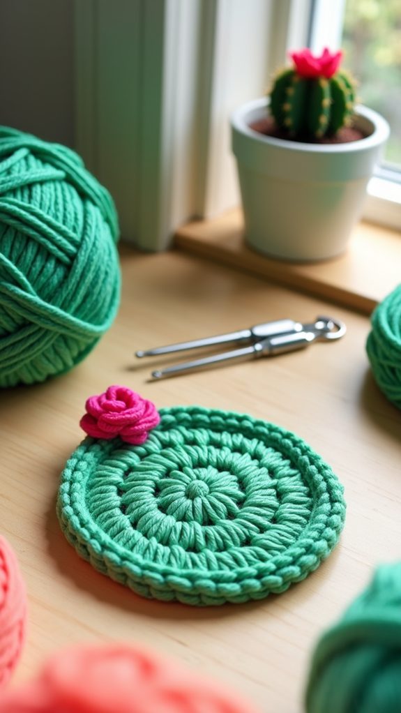 cactus crochet coasters set