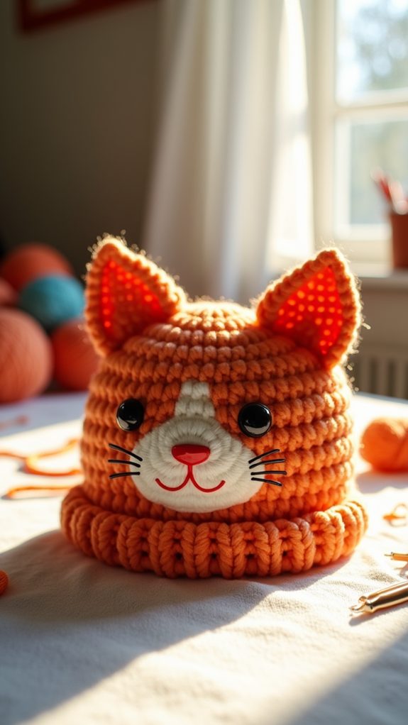 cartoon cat knit hat