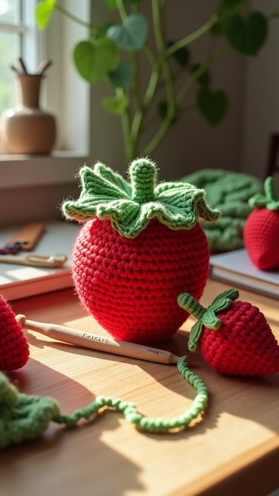 charming crochet strawberry plant