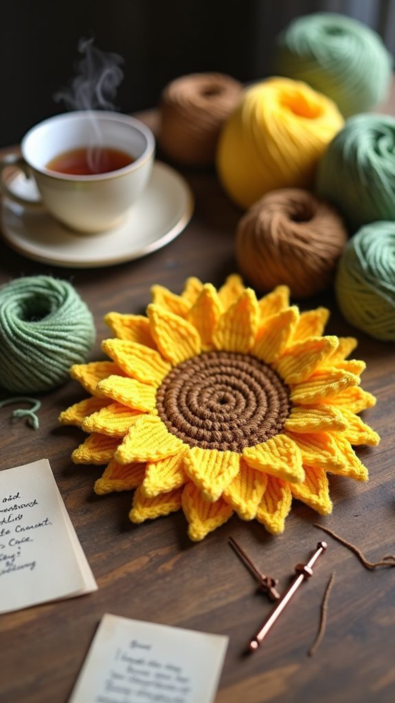 charming knitted floral design