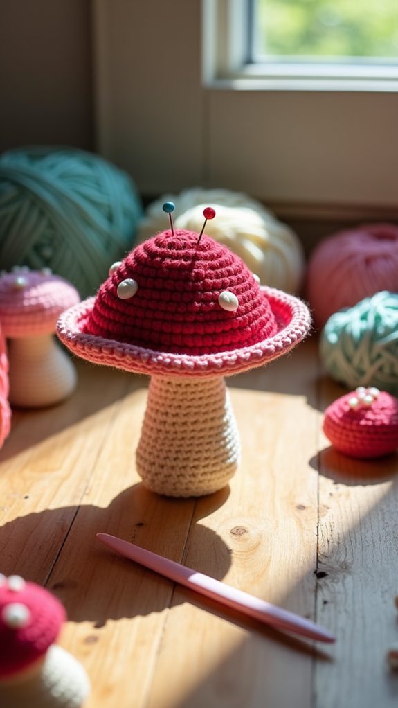 charming knitted fungi design