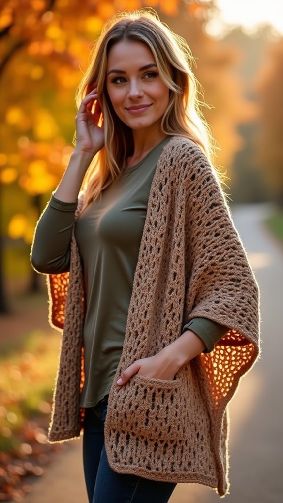 chic poncho featuring pockets