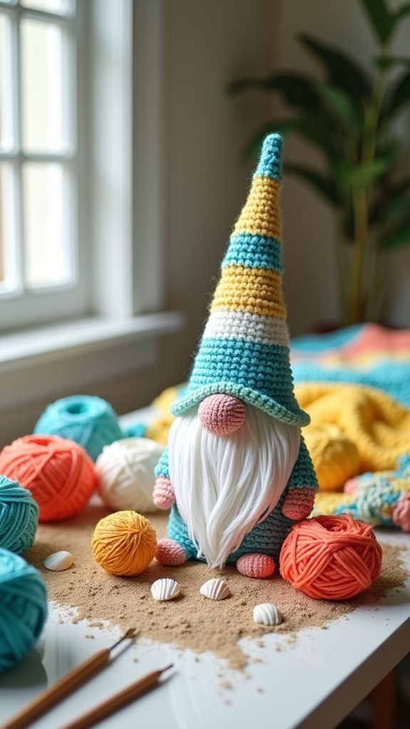 coastal crochet gnome decor